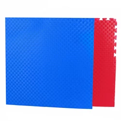 Мат татами 100*100*2 см Eva-Line Extra Quality синий/красный Плетёнка Anti-Slide 100 кг/м3